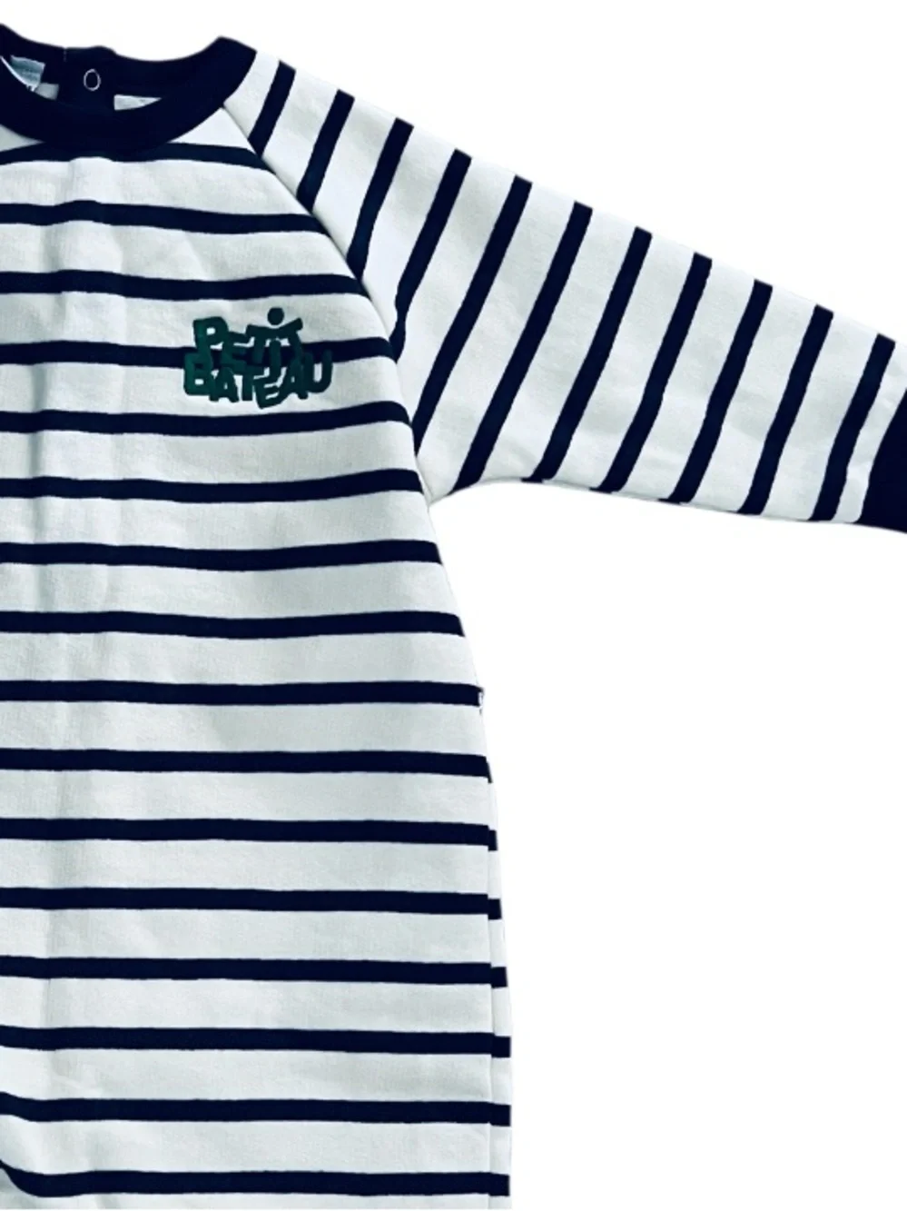 Petit Bateau fleece romper Striped Size 18 Months NWT